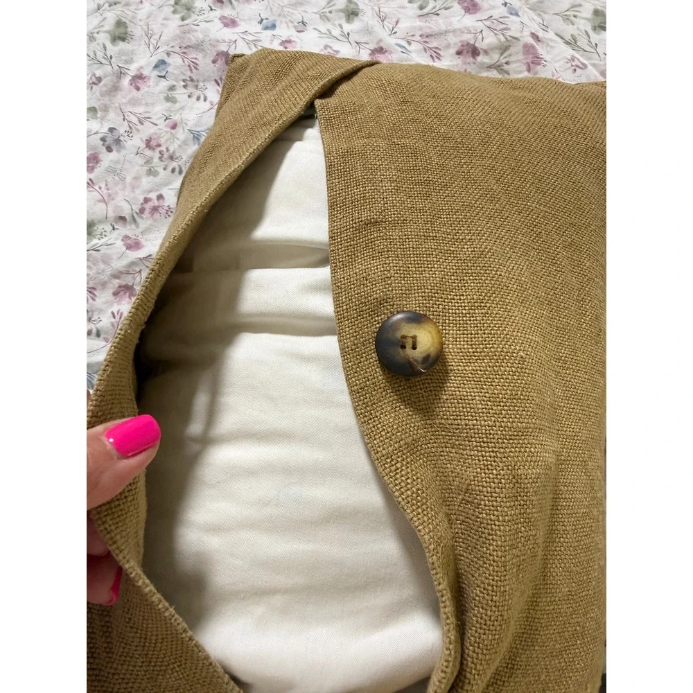 Restoration Hardware Lumbar Pillow Set of 2 12x18 Brown Heavy Belgium Linen Down